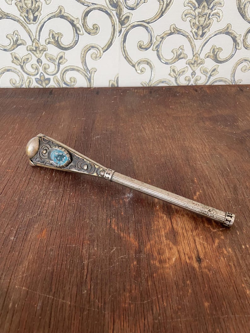 Antique Silver Alpaca Walking Stick Handle: Ornate Vintage Cane Top image 1