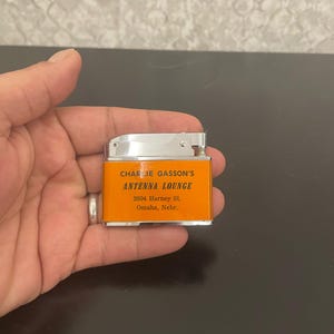 Vintage Hadson Japan Petrol Lighter, 1980s Unused Promotional Collectible, Orange Antenna Lounge, Retro Refillable Pocket Lighter Gift