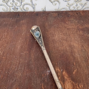 Antique Silver Alpaca Walking Stick Handle: Ornate Vintage Cane Top image 2