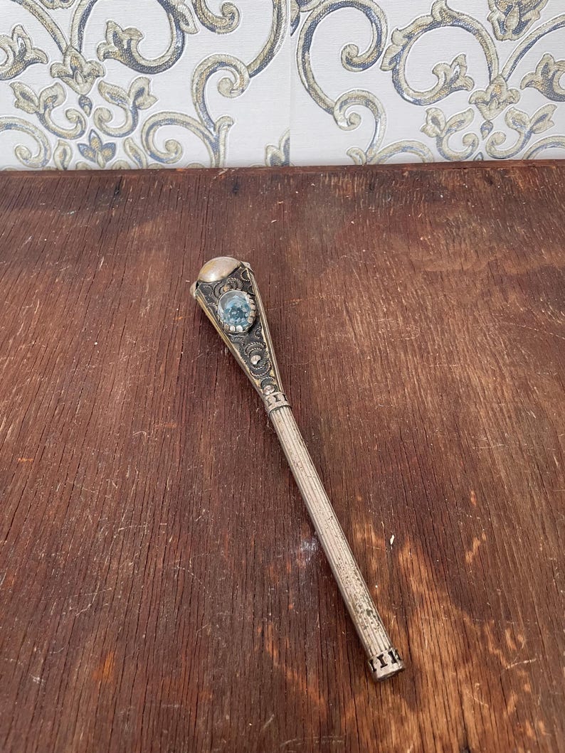 Antique Silver Alpaca Walking Stick Handle: Ornate Vintage Cane Top image 2