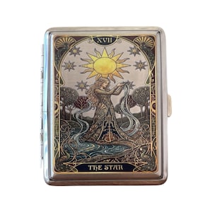 The Star Tarot Card Metal Cigarette  Case, Vintage Style RFID Wallet Holder