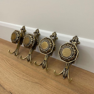 Vintage Messing Wandhaken - 4er Set - Rustikale Mantel Hut Kleiderbügel