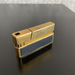 Vintage Silver Match Lighter | 1950s French Butane Lighter | Gold Tone with Black Panels | Fully Functional