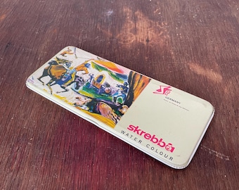 Vintage 1980s Watercolor Paint Tin – Wild West Cowboy Art