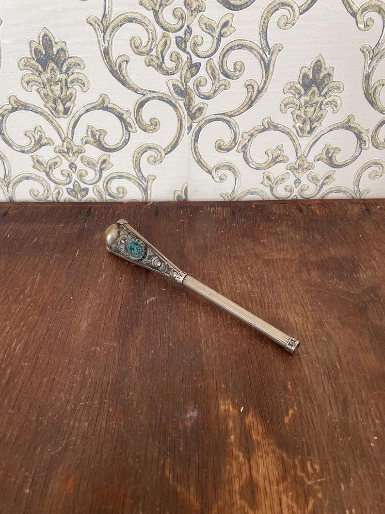 Antique Silver Alpaca Walking Stick Handle: Ornate Vintage Cane Top image 3