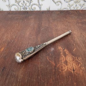 Antique Silver Alpaca Walking Stick Handle: Ornate Vintage Cane Top image 5