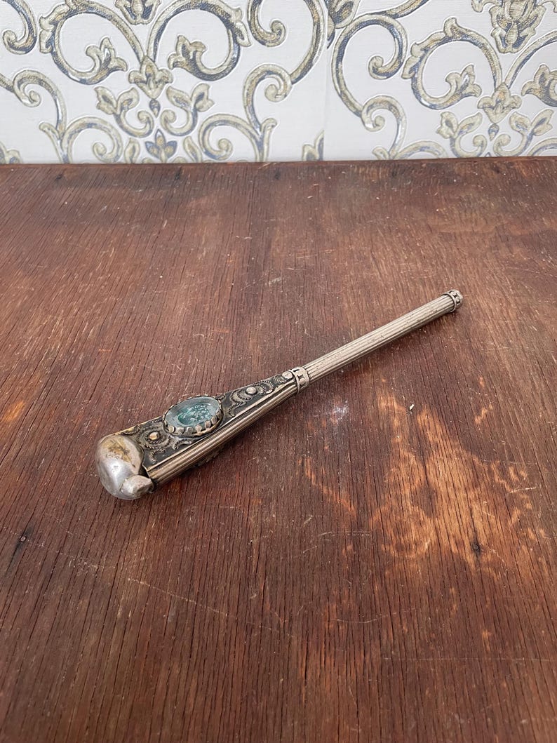 Antique Silver Alpaca Walking Stick Handle: Ornate Vintage Cane Top image 5