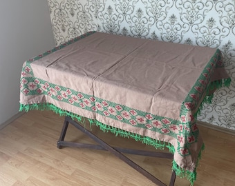 Vintage Linen Tablecloth 1970s