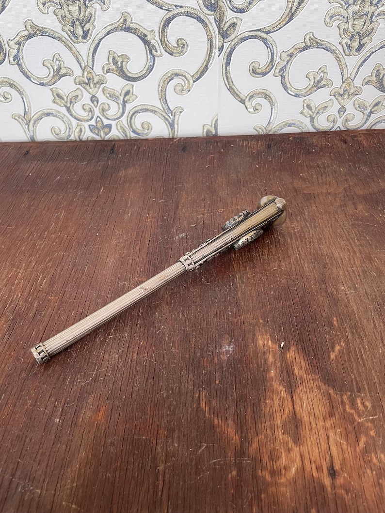 Antique Silver Alpaca Walking Stick Handle: Ornate Vintage Cane Top image 9