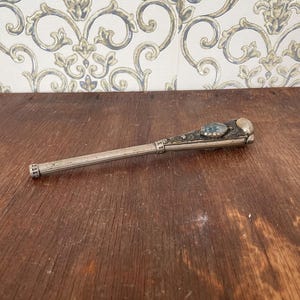 Antique Silver Alpaca Walking Stick Handle: Ornate Vintage Cane Top image 6
