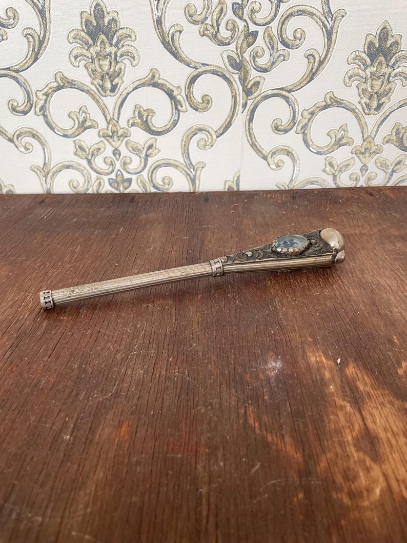 Antique Silver Alpaca Walking Stick Handle: Ornate Vintage Cane Top image 6