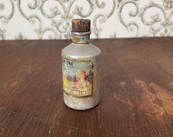 Vintage Aluminum Essential Oil Bottle Old Bottle With Cork Cap