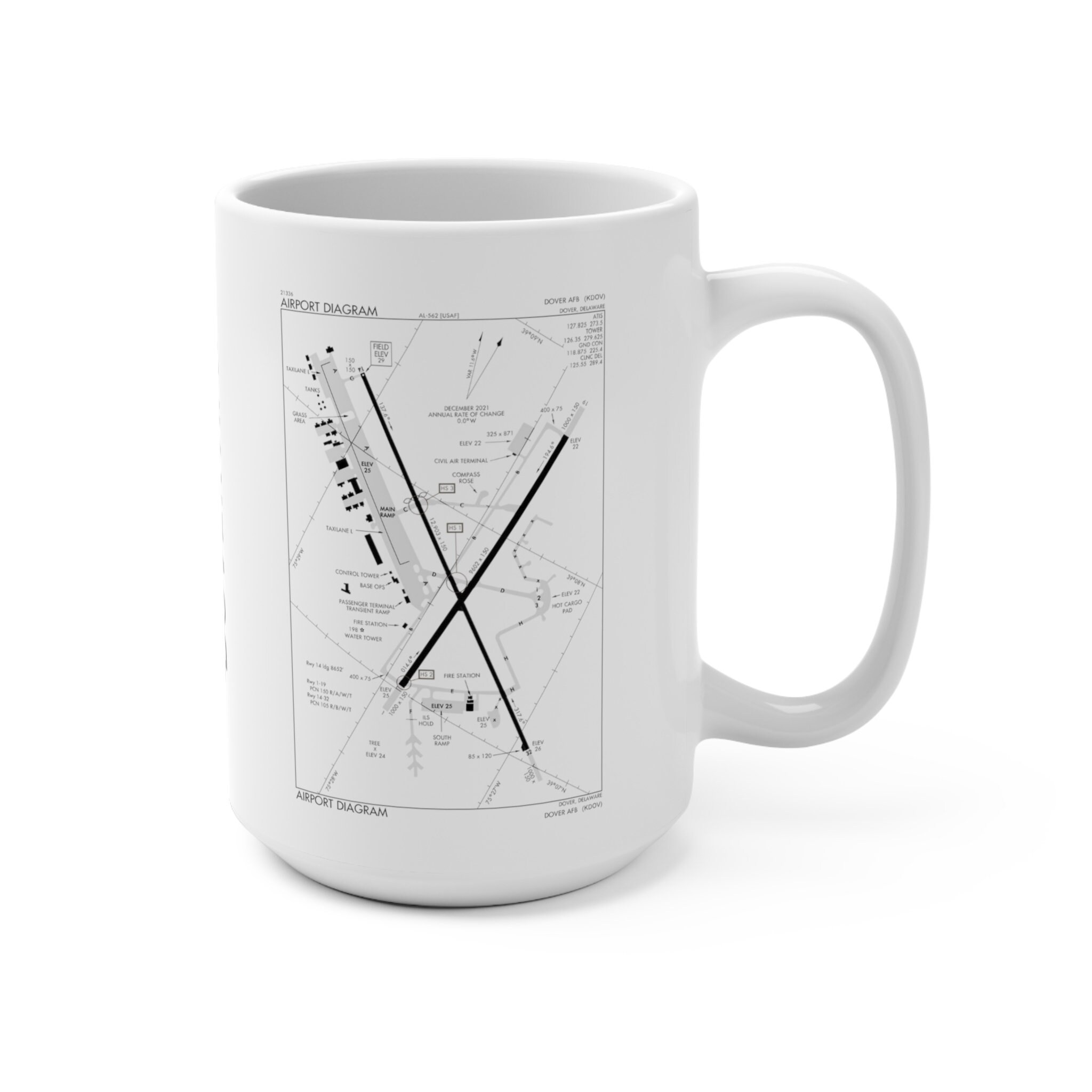 Dover AFB Airport Coffee Mug Dover Aviation Pilot Gift 15oz. inquire