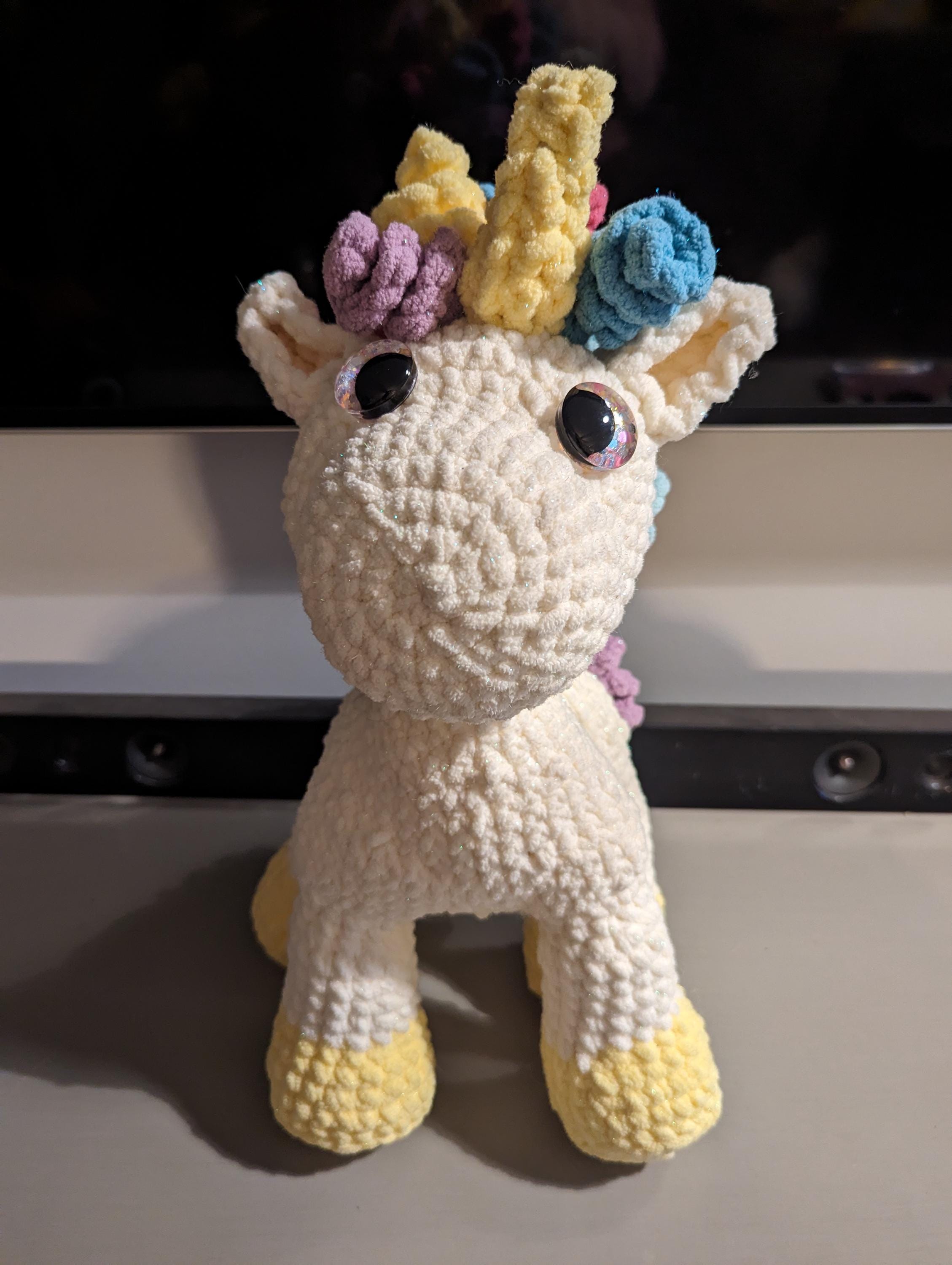 Crochet Unicorn Plushie - Sparkle Yarn Stuffed Animal