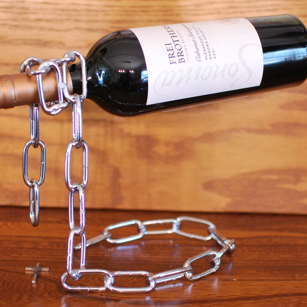 WINE RACK bottle holder, stainless steel chain, creative suspension wine display stand, counter top