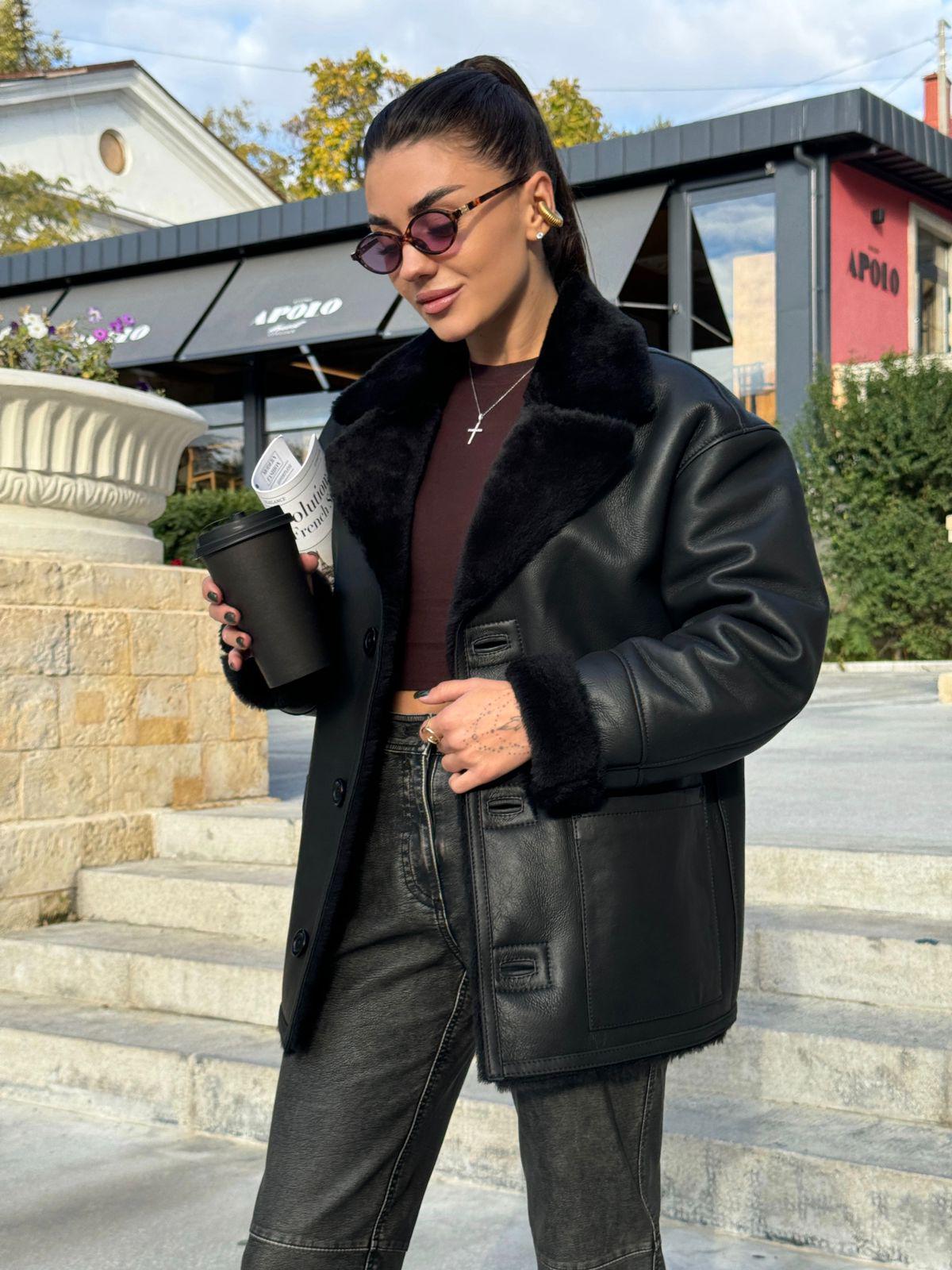 Shearling Women's Black Jacket ,naturel Leather - Etsy