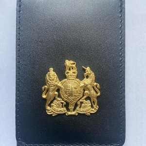 James Bond 007 Secret Service,  MI6, Police Style Leather Warrant Id Holder with Metal UK Badge