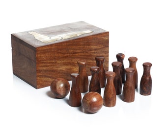 Wooden Bowling Set with Solid Wood Storage Box | Perfect Gift | Sale Item