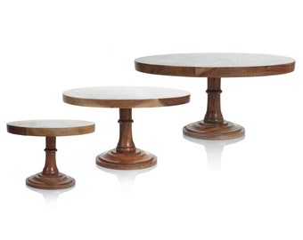 Wooden Solid Wood Cake Stand made with High Quality Acacia Wood - Available in 3 Sizes - Small | Medium | Large