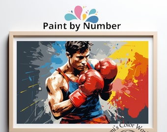 Kickboxing Paint by Number Kit, Sport Painting Kit, Adult Color by Number, DIY Painting, Adult Relaxing Paint