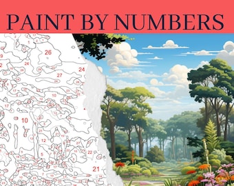 Garden Paint by Number Kit, Landscape Painting Kit, Adult Color by Number, DIY Painting, Adult Relaxing Paint