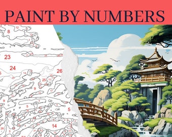 Garden Paint by Number Kit, Landscape Painting Kit, Adult Color by Number, DIY Painting, Adult Relaxing Paint