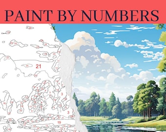 Garden Paint by Number Kit, Landscape Painting Kit, Adult Color by Number, DIY Painting, Adult Relaxing Paint