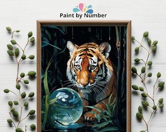 Tiger Paint by Number Kit, Animal Painting Kit, Adult Color by Number, DIY Painting, Adult Relaxing Paint