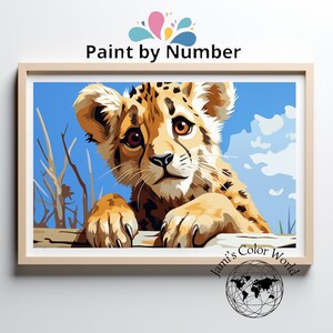 Kit di pittura per ghepardo con i numeri, kit di pittura per animali, colore per numero, vernice rilassante per adulti, pittura fai da te