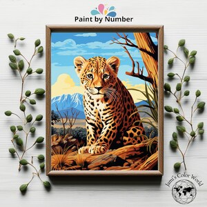 Kit di pittura per ghepardo con i numeri, kit di pittura per animali, colore per numero, vernice rilassante per adulti, pittura fai da te