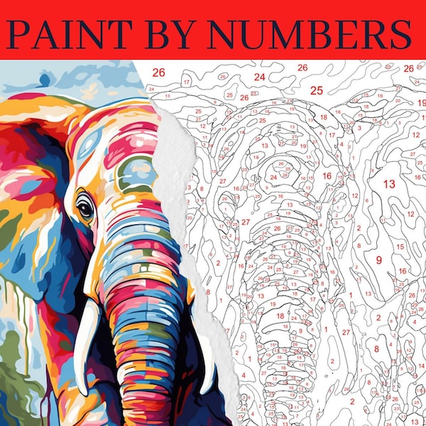 Kit de peinture par numéro éléphant, kit de peinture animalière, peinture par numéro pour adulte, peinture DIY, peinture relaxante pour adulte