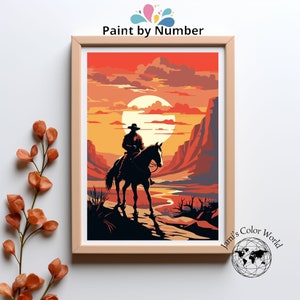 Kit di pittura con i numeri da cowboy, kit di pittura paesaggistica, pittura per adulti con i numeri, pittura fai da te, pittura rilassante per adulti