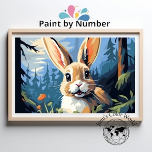 Kit di pittura per conigli con i numeri, kit di pittura per animali, colore per adulti con i numeri, pittura fai da te, pittura rilassante per adulti