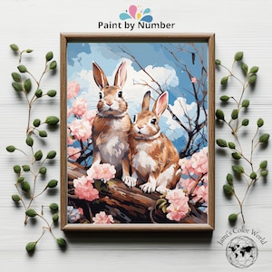 Kit di pittura per conigli con i numeri, kit di pittura per animali, colore per adulti con i numeri, pittura fai da te, pittura rilassante per adulti