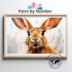 Kit di pittura per numeri con lepre, kit di pittura per animali, colore per adulti per numero, pittura fai da te, pittura rilassante per adulti