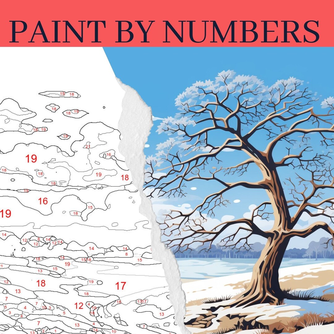 Tree Paint by Number Kit, Landscape Painting Kit, Adult Color by Number ...