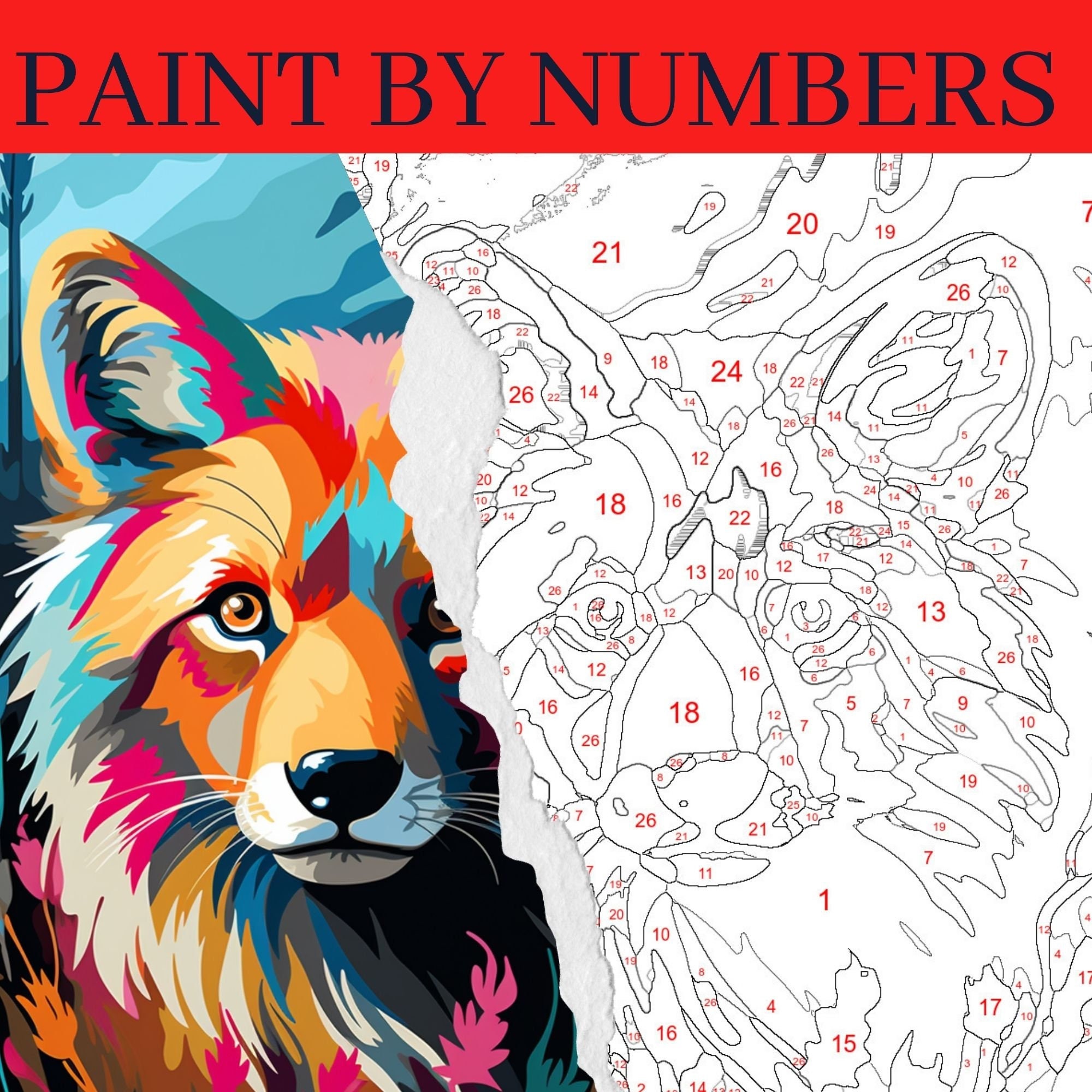 Fox with Chicory  Paint-by-Number Kit for Adults — Elle Crée (she