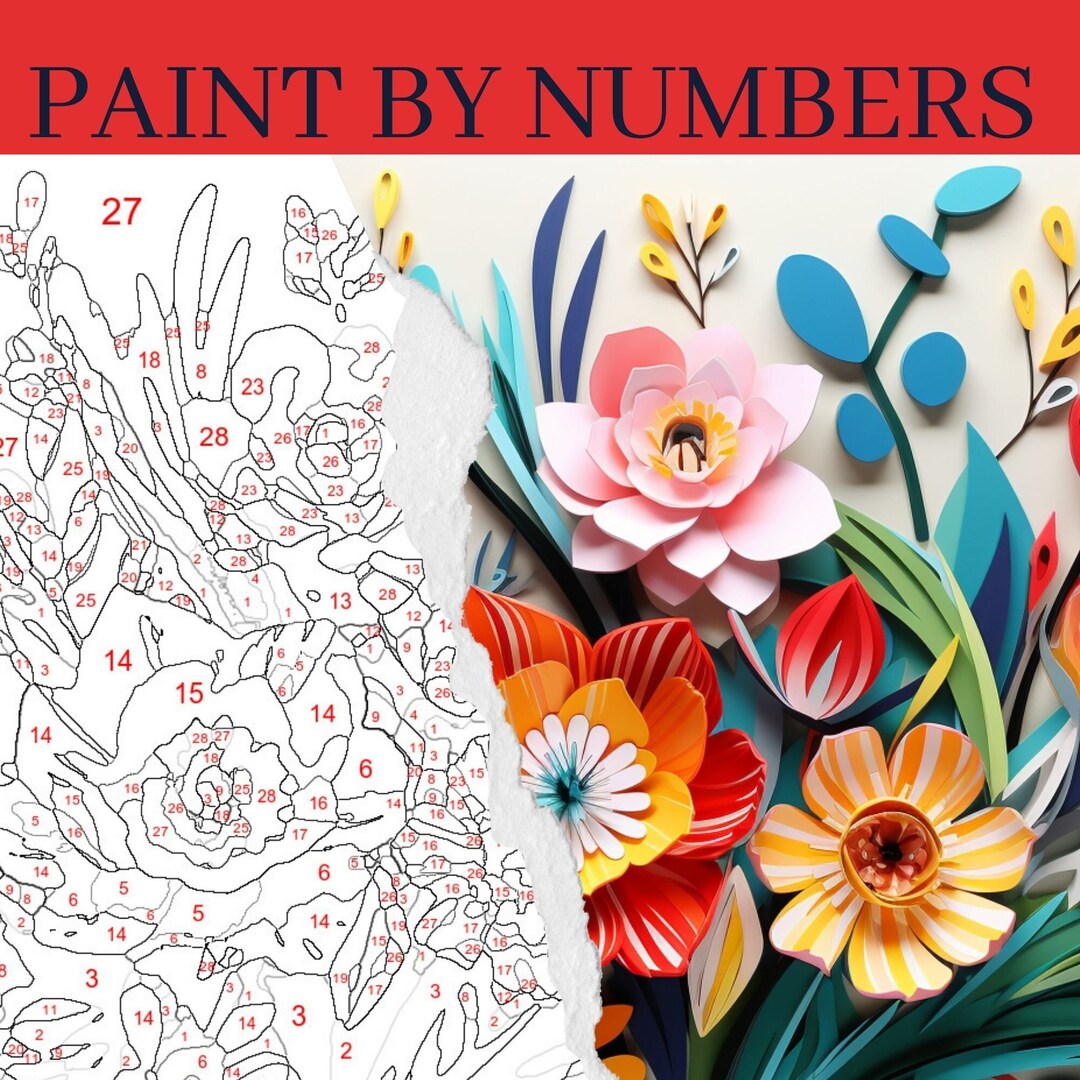 Floral Paint by Number, Flower Painting Kit, Adult Color by Number, DIY ...