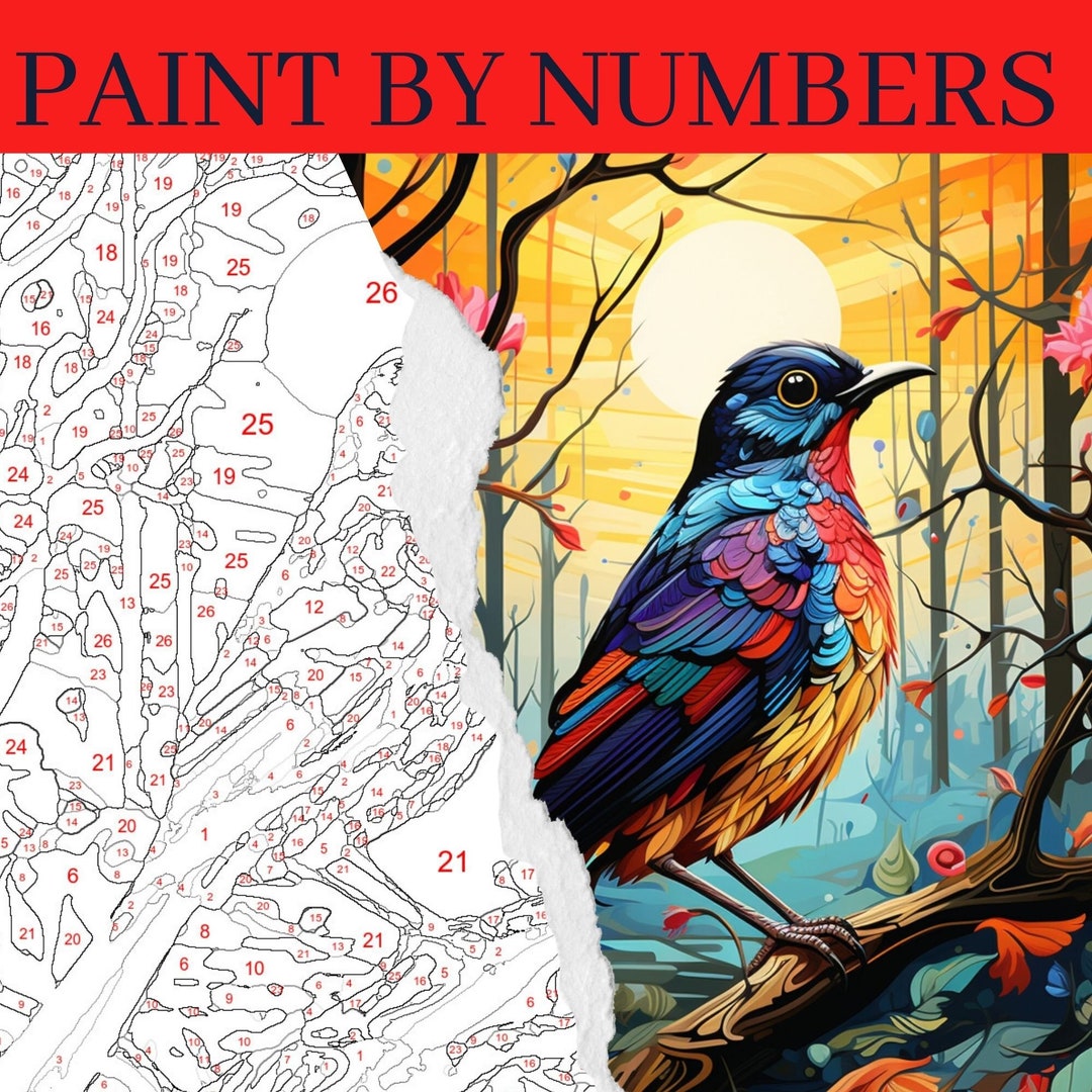 Blackbird Paint by Number Kit, Animal Painting Kit, Adult Color by Number, DIY Painting, Adult
