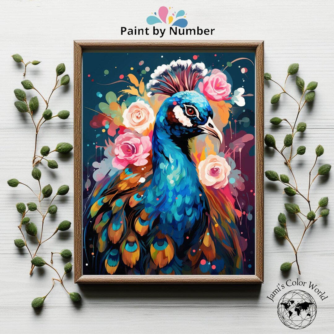 Peacock Paint by Number Kit, Animal Painting Kit, Color by Number ...