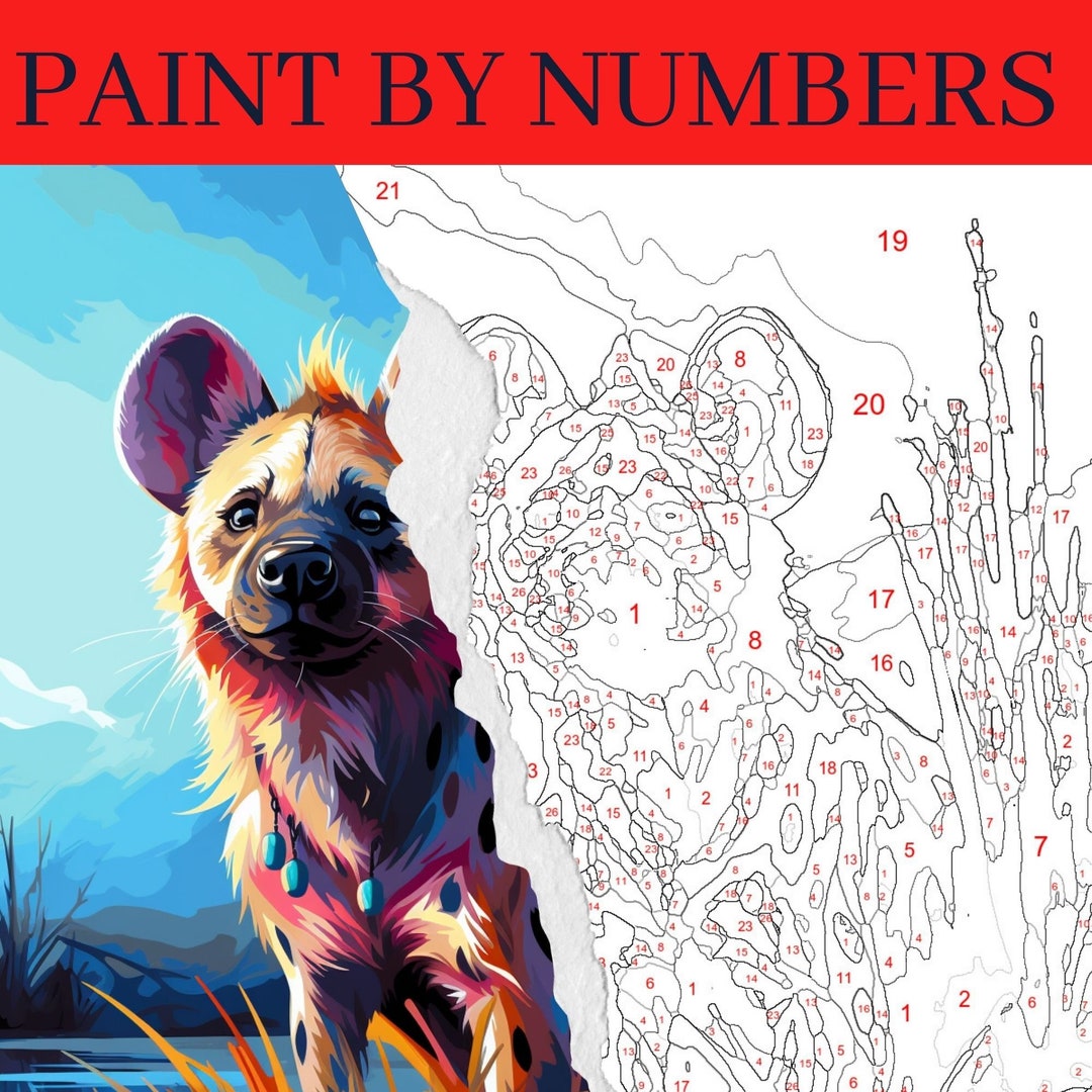 Hyena Paint by Number Kit Animal Painting Kit Adult Color by Etsy