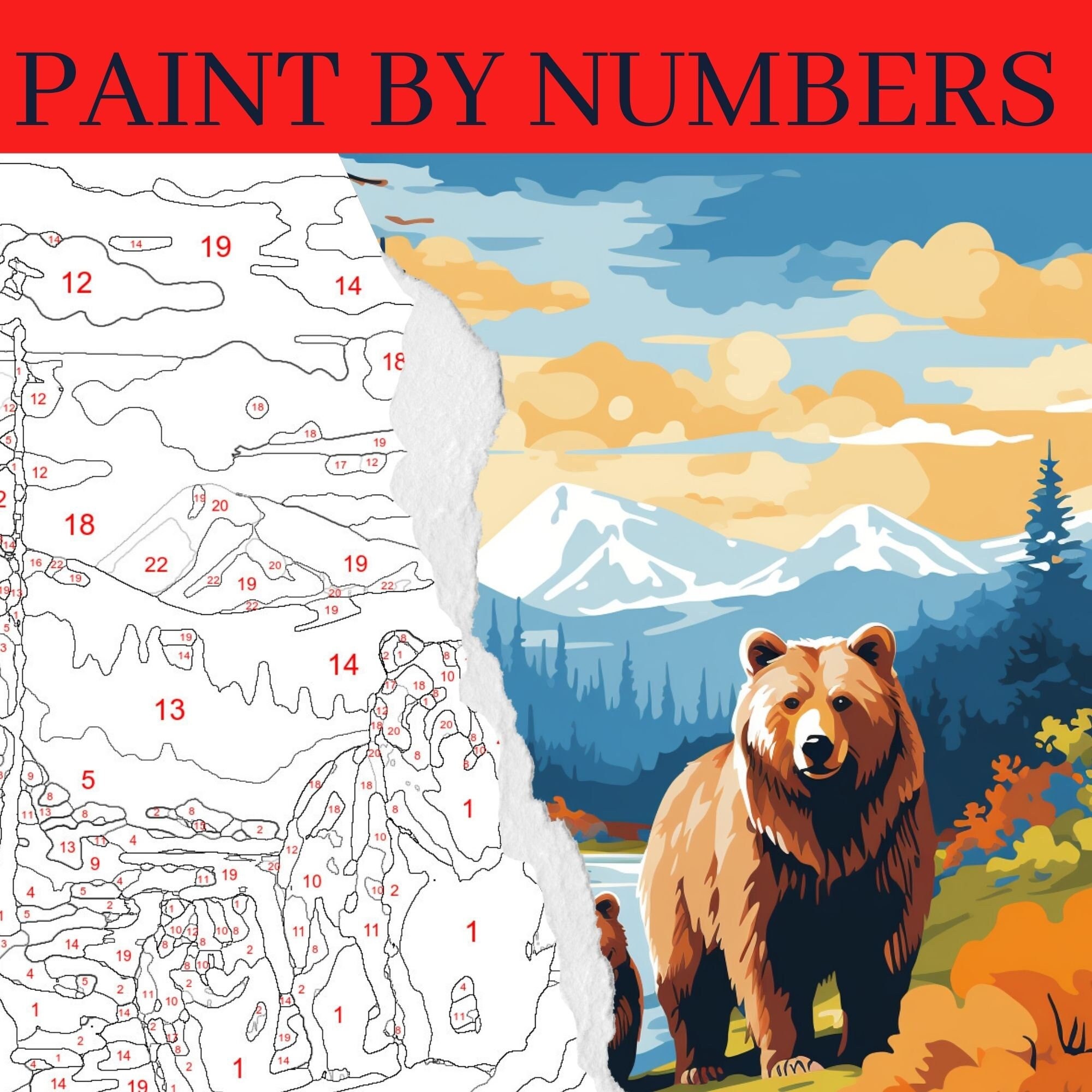 DIY Dipingere con i numeri orso animale colorato tela dipinto da numeri Con  pennello e vernice acrilica per adulti30x30cm(Nessuna cornice) : :  Casa e cucina