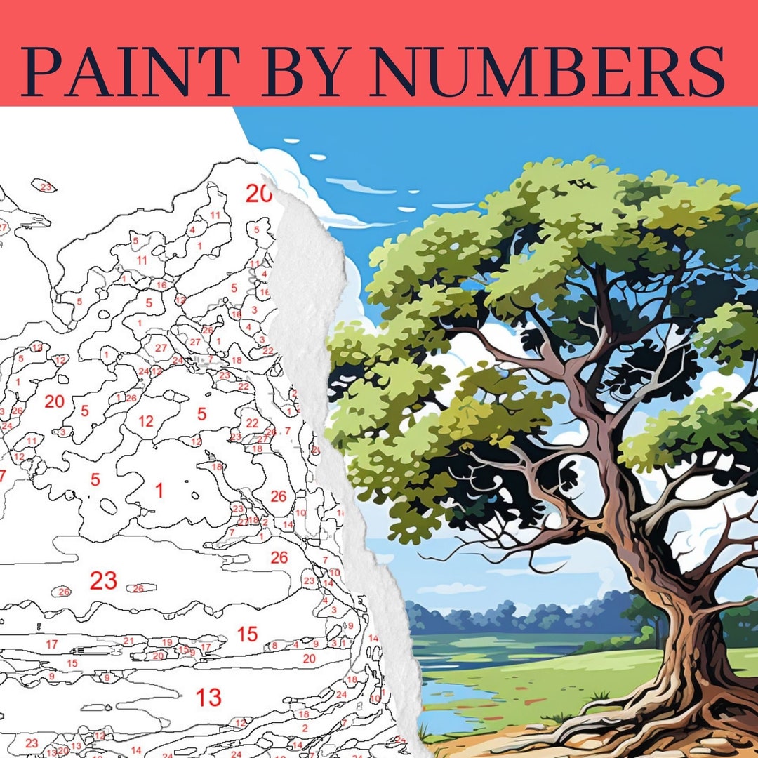 Tree Paint by Number Kit, Landscape Painting Kit, Adult Color by Number ...