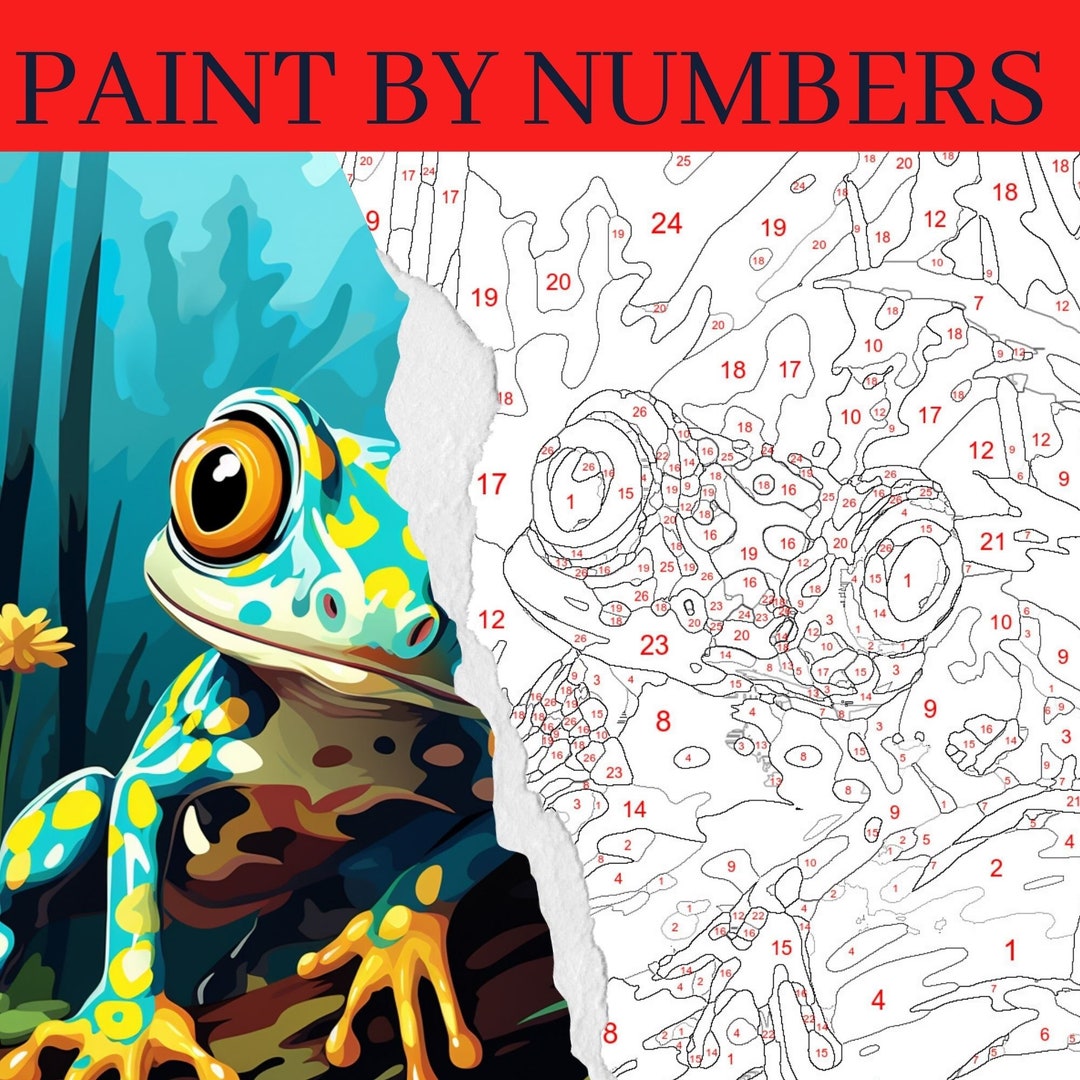 Frog Paint by Number Kit Animal Painting Kit Adult Color by Etsy