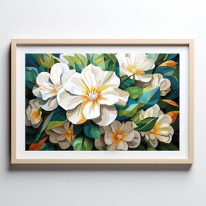 Gardenia Paint by Number Kit, DIY Flower Painting for Adults, Relaxing Color by Number, Easy Beginner Art for Stress Relief