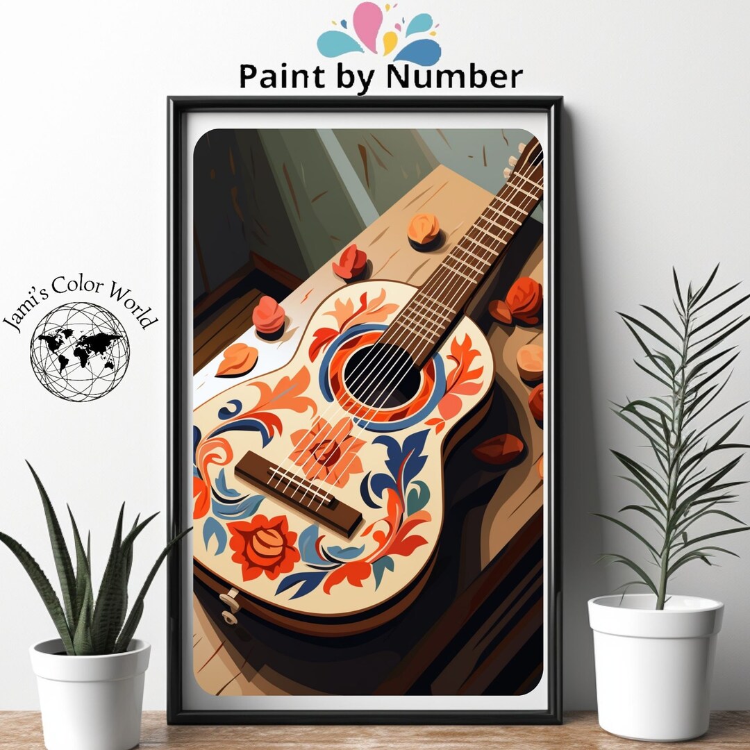 Guitar Paint by Number Kit, DIY Musical Art, Numbered Painting Set for ...