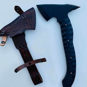 custom handmade tomahawk axe with leather sheath gift for him, gift for son, gift for husband, gift for father
