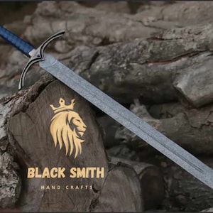 Custom Handmade Damascus Steel Viking Sword With Leather Sheath Gift for him, Gift For Husband, Gift For Son, Birthday Gift