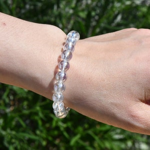 Angel Aura Quartz 8mm 7.5” Bracelet.A Natural Gemstone Gift for Balance, For calming, For meditation gift for Him gift for Her.