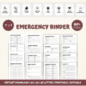 Just In Case Binder Printable Emergency Binder Fillable PDF What If Binder In Case of Emergency Binder Home Binder Organization Binder